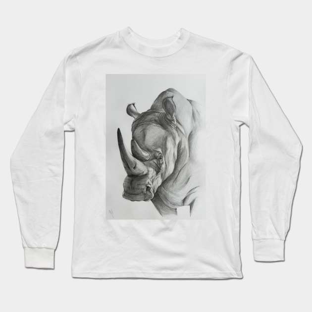 Rhinoceros Long Sleeve T-Shirt by hicksi7